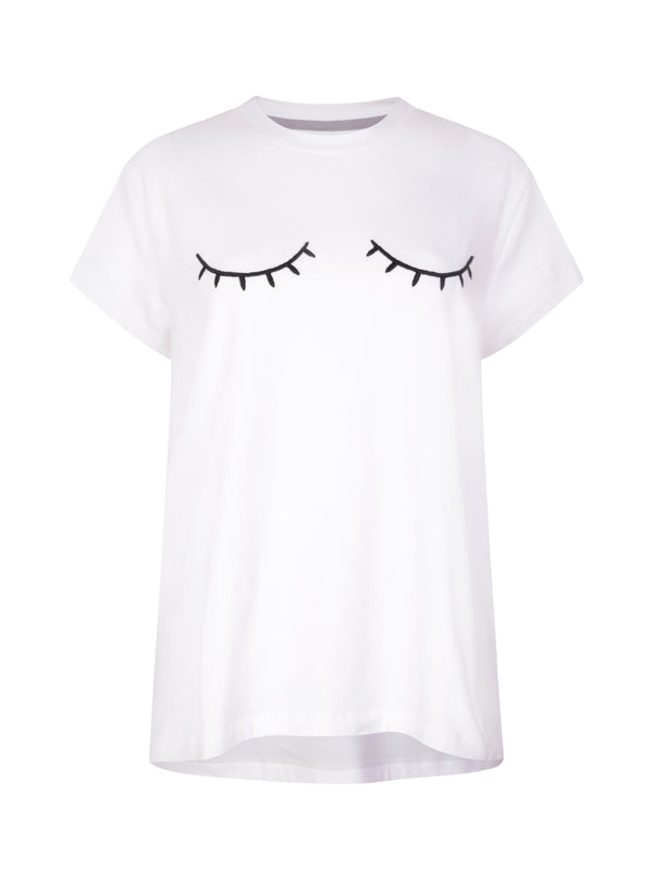 Luxe + Hardy | Luxe & Hardy | t-shirt white | t-shirt | White t-shirts | perfect white tee | womens white t shirt | embroidery | Eyelid embroidered t-shirt | embroidered shirt 