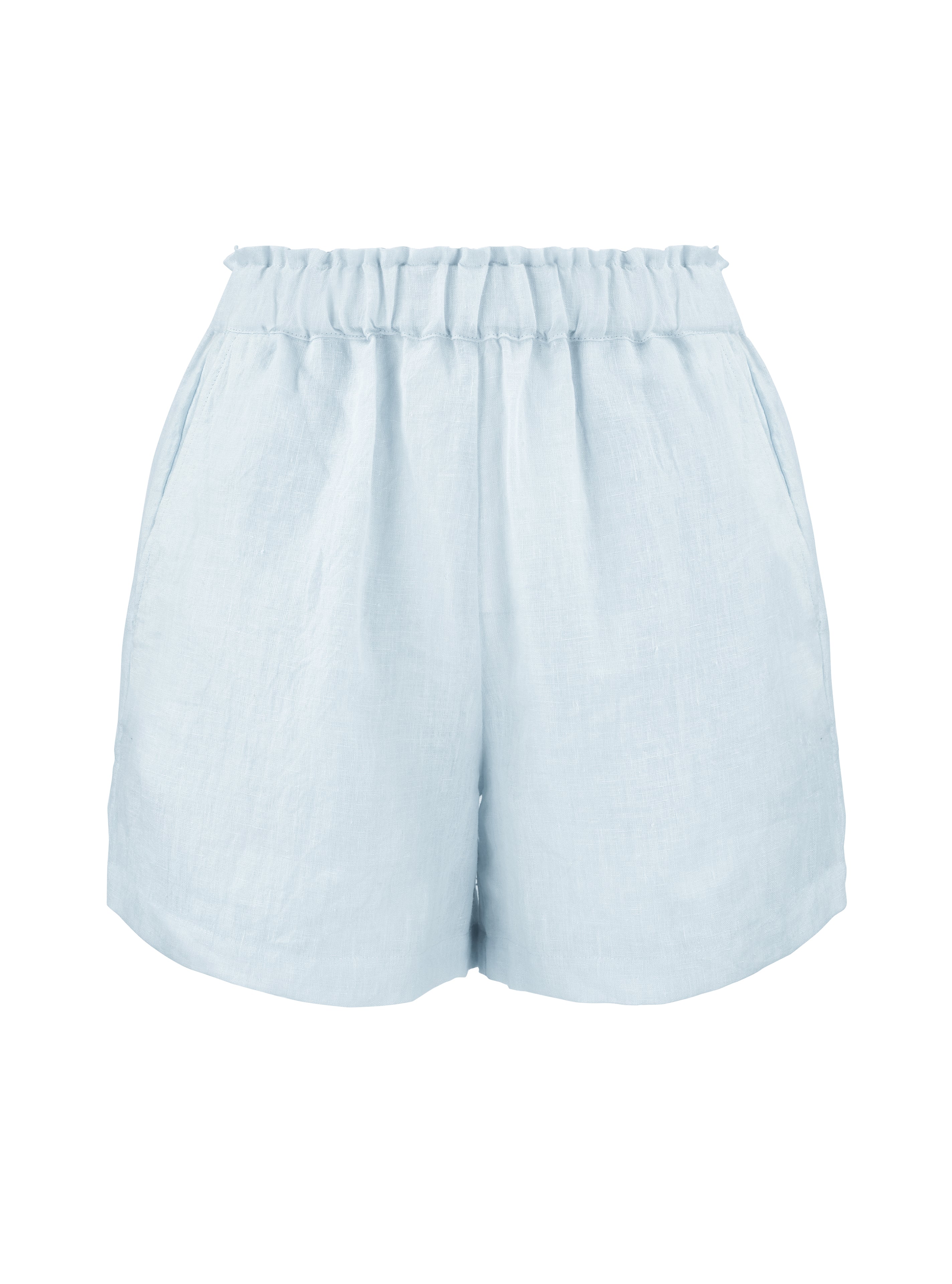 SaleFrank and Oak Linen-Tencel High Waisted Shorts in Blue at